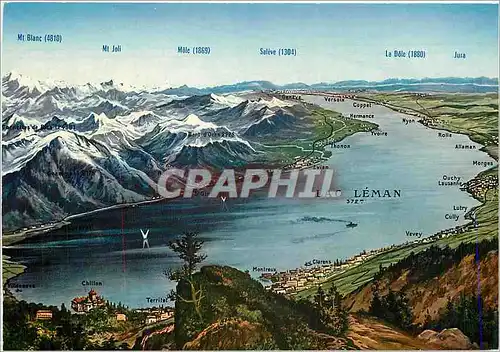 Moderne Karte Panorama du Lac Leman