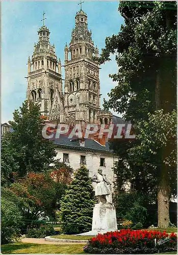 Moderne Karte Tours (Indre et Loire) Les clocher de la cathedrale Saint Gatien