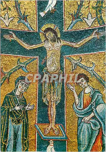 Cartes postales moderne Roma Basilica of St Clement Mosaic of the Apse (12th cot) The Criucified Christ