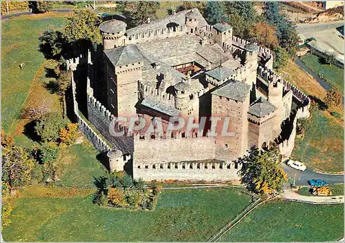 Moderne Karte Valle d'Aosta Vue aerienne du chateau de Fenis 547 m (XIVs)