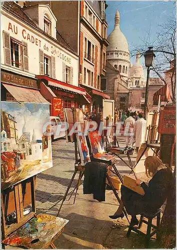 Cartes postales moderne Paris Aspect du vieux Montmartre au fond le Sacre Coeur