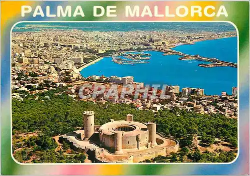 Cartes postales moderne Mallorca (Baleares) Espana Palma vista aerea de la Ciudad en primer termino el castillo de Bellv