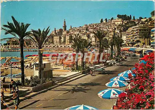 Cartes postales moderne Les sites Merveilleux de la Cote d'Azur Menton La Promenade du bord de mer et les Plages