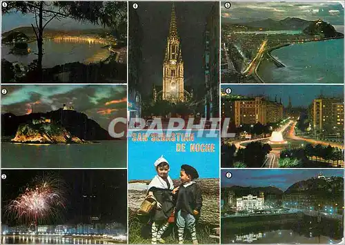 Cartes postales moderne San Sebastian de Noche Vista desde Igueldo