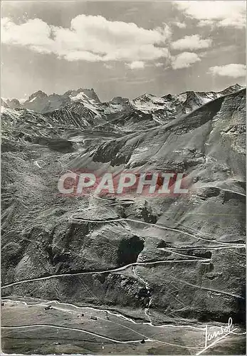 Moderne Karte Montagnes de Savoie Maurienne les lacets du Galibier domines par la Meije (3883 m)