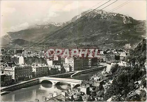 Moderne Karte Les belles Alpes Francaises Grenoble vue sur la ville l'Isere et le Moucheroutte (1895 m)