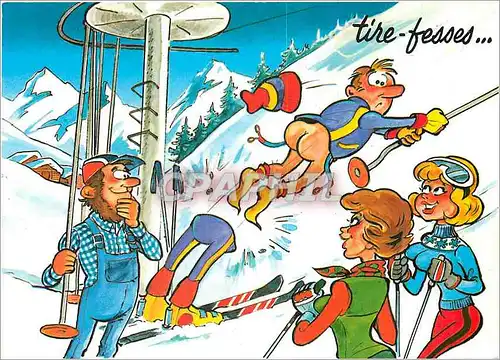Cartes postales moderne Tire Fesses Ski