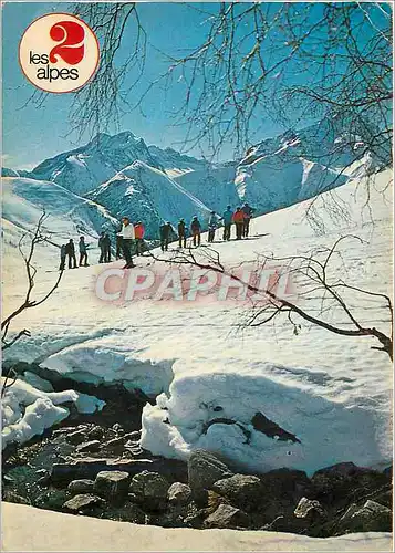 Cartes postales moderne Les 2 alpes (Isere) alt 1650 3500 m Pistes de Pied Mouter La muzelz 3459 m et tete de Lauranoute