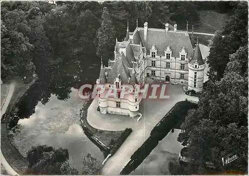 Moderne Karte Azay le Rideau (I et L) Le Chateau (XVIe s) construit sur l'Indre vu d'avion