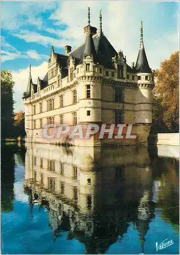 Cartes postales moderne Les merveilles du val de Loire Azay le Rideau (I et L) Le chateau (XVIe s) et san reflets dans l