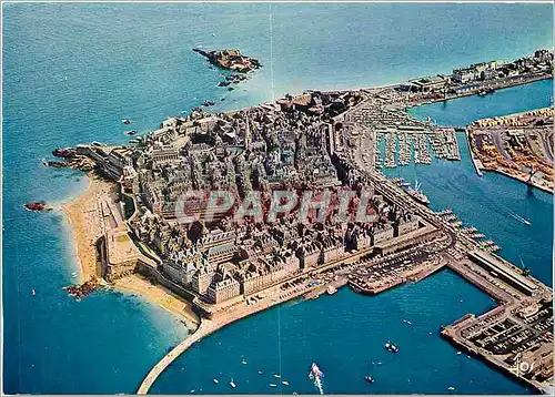 Moderne Karte Saint Malo Vue generale sur la cite entouree d'eau