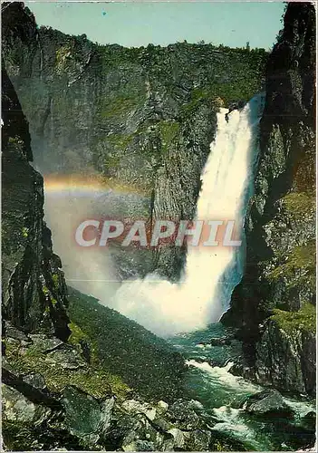 Moderne Karte Norway Varingfoos waterfall 597 feet high