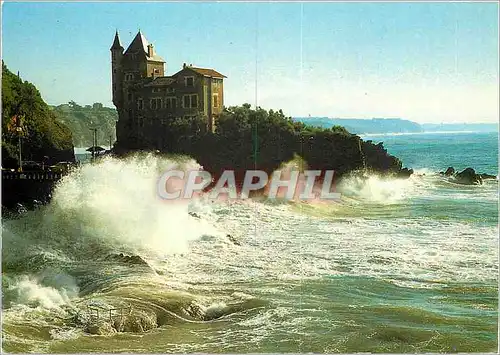 Moderne Karte Cote Basque Biarritz Tempete sur la Villa Belza