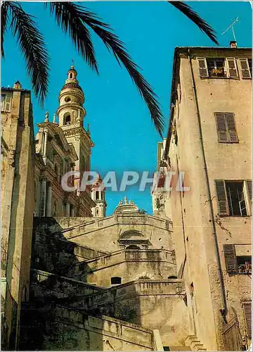 Cartes postales moderne Les sites Merveilleux de la Cote d'Azur Menton (A M) les escaliers de la vieille ville et l'Egli