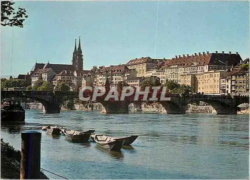 Cartes postales moderne Bale Pont du mileur avec panorama du Rhin