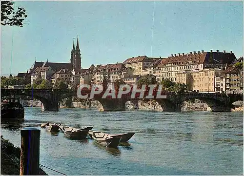 Moderne Karte Bale Pont du mileur avec panorama du Rhin