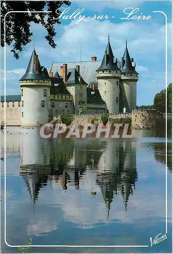 Moderne Karte Sully sur Loire (Loiret) Le chateau (Forteresse Feodale du XIVe s) etson reflets dans la Sange