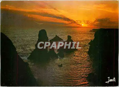 Moderne Karte Belle ile en Mer La bien nemmae les aiguilles du port Coton au soleil Couchant