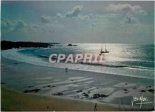 Cartes postales moderne Coucher de soleil Rencontrer le rivage retrouver l'ocean le Flux et le reflux sur un golfe d'arg