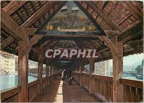 Cartes postales moderne Luzern Kapellbrucke erbaut im 14 jahrhundert