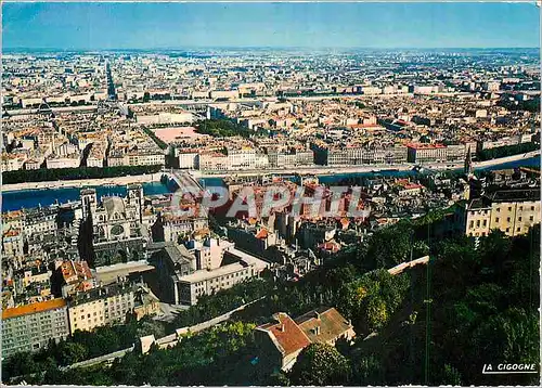 Moderne Karte Lyon Vue generale prise de Fourviere