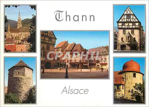 Cartes postales moderne Souvenir d'Alsace Thann La Collegiale St Theibaut Le centre Ville