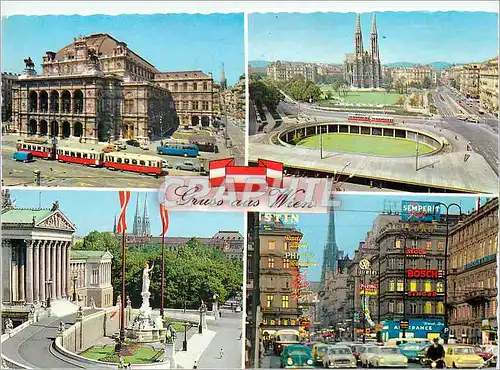 Cartes postales moderne Gruss aus Vienne souvenir de Vienne oper parlement Rooseveltplatz Tramway