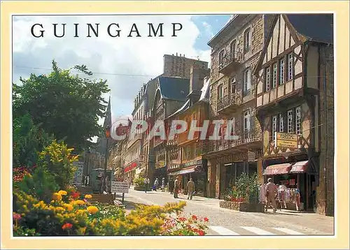 Moderne Karte Bretagne en couleur Guingamp (Cotes d'Armor) Le centre ville