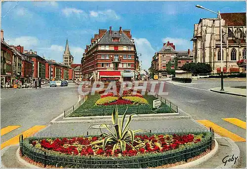 Moderne Karte Lisieux (Calvados) Parterres fleuris Rue victor Hugo et rue aux chars