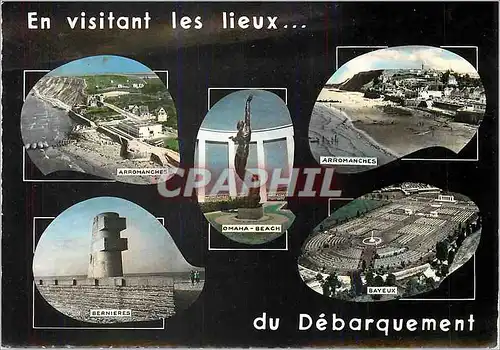 Moderne Karte En visitant les lieux du Debarquement Militaria Arromanches Bernieres Omaha Beach Bayeux