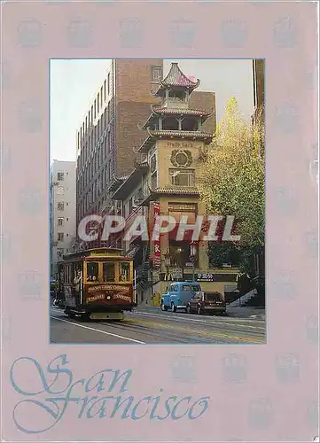 Cartes postales moderne A cable car Descends the hill on california street near