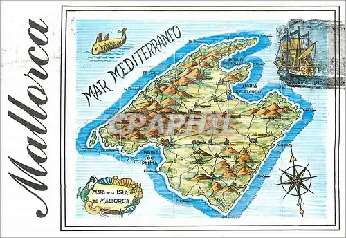Moderne Karte Mar Mediterraneo
