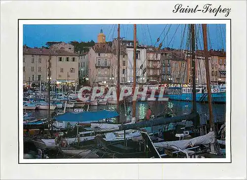 Cartes postales moderne Saint Tropez by night Bateaux