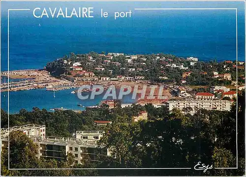 Moderne Karte La Cote d'Azur Varoise Cavalaire sur Mer (Var) Vue generale sur la plage le port et le cap caval
