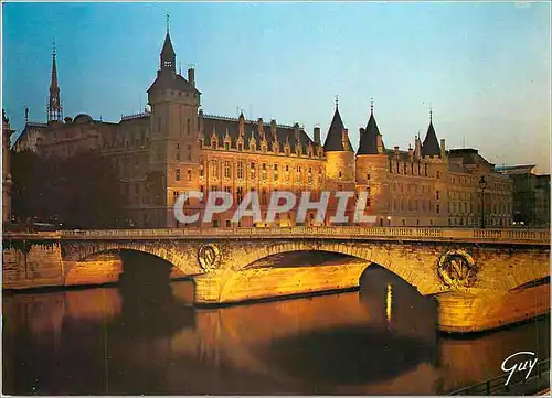 Cartes postales moderne Paris et ses merveilles la conciergerie et le Pont au change illumines