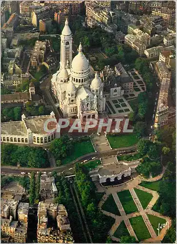 Moderne Karte En survolant Paris La Basilique du Sacre Coeur et ses jardins