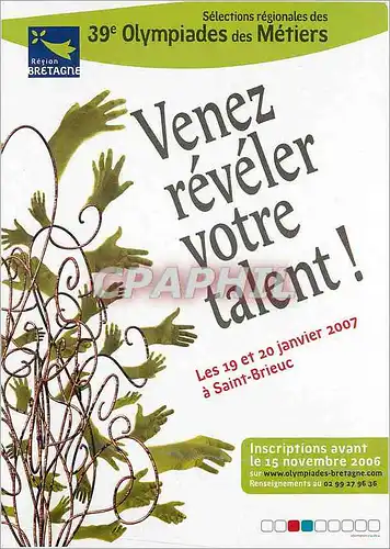 Moderne Karte Venez reveler votre talent Olympiades des Metiers Saint-Brieuc