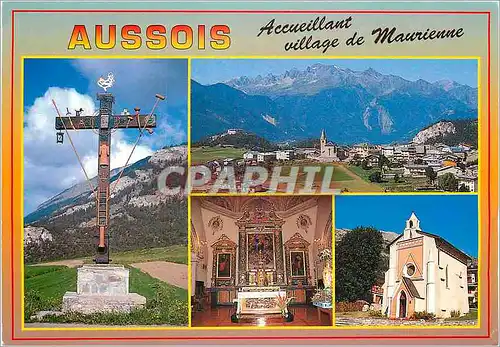 Cartes postales moderne En Maurienne Aussois Savoie (alt 1489 m) vue generale Eglise style baroque