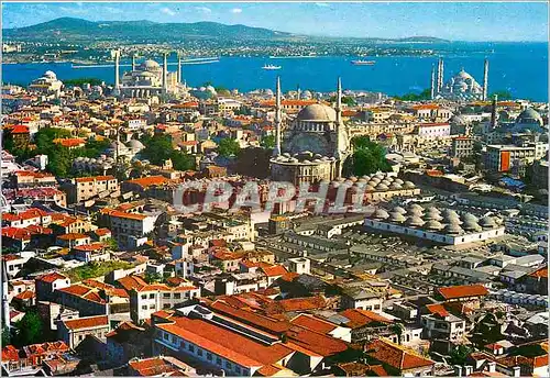 Moderne Karte Istanbul ve Saheserleri St Sophia et le Mosquee bleue dans l'ancienne ville