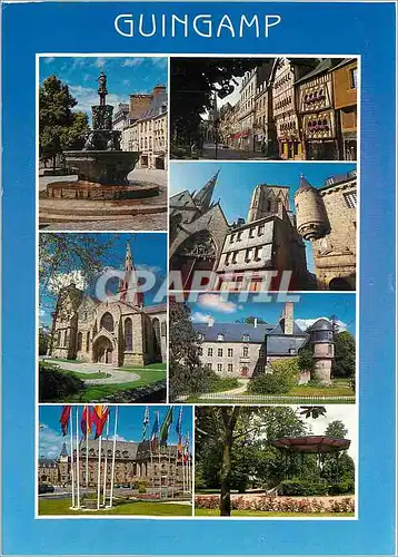 Cartes postales moderne Guingamp (Cote d'Armor) La Fontaine La Plomee Les vieille maisons la Basilique N D de Bon de Sec