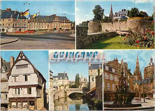 Cartes postales moderne Guingamp La Place de Verdun les remparts veieille maisons le Trieux et la Fontaine