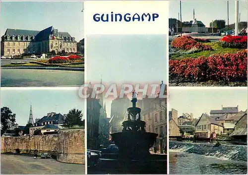Cartes postales moderne Guingamp (C du N) la caserne la ville la fontaine et la cathedrale les bords du Trieux