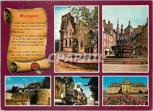 Cartes postales moderne Guingamp La basilique N D de Bon de Secours la fontaine les remparts vieilles maisons et l'Hotel