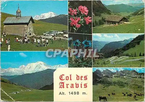 Cartes postales moderne Col des Aravis (Haute Savoie) La Chapelle Sainte Anne Panorama du Col et de la Chaine du Mont Bl