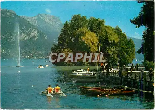 Cartes postales moderne Lac D'Annecy (Haute Savoie Le Lac a Annecy L'Ile des Cygnes la Tournette (alt 2357m) et les jets