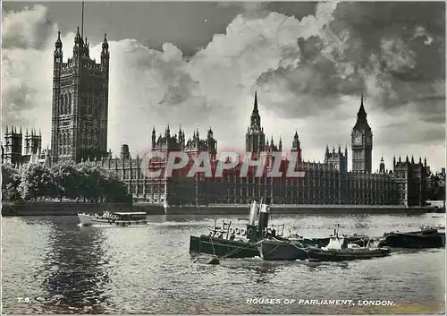 Cartes postales moderne London Houses of Parliament Bateaux