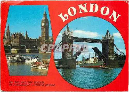 Moderne Karte London Big Ben and the Houses of Parliament Tower Bridge