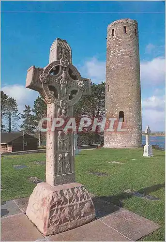 Moderne Karte Clonmacnois Co Offaly High Cross and Round Tower