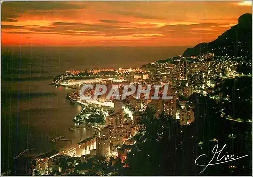 Cartes postales moderne Monaco Crepuscule sur la Principaute