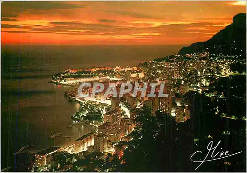 Moderne Karte Monaco Crepuscule sur la Principaute